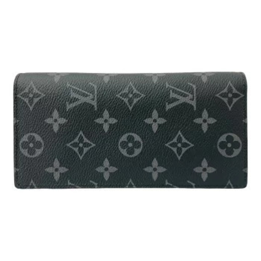 Louis Vuitton Portefeuille Brazza Monogram Eclipse Black Long Wallet Black